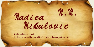 Nadica Mikulović vizit kartica